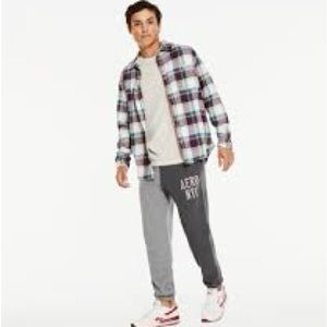 Aeropostale Mens' NYC Retro Splice Jogger Sweatpants - Grey (Size: XS)